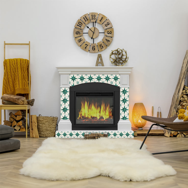 Green Star Design Tile Stickers pop of vintage style for kitchen Model - R77