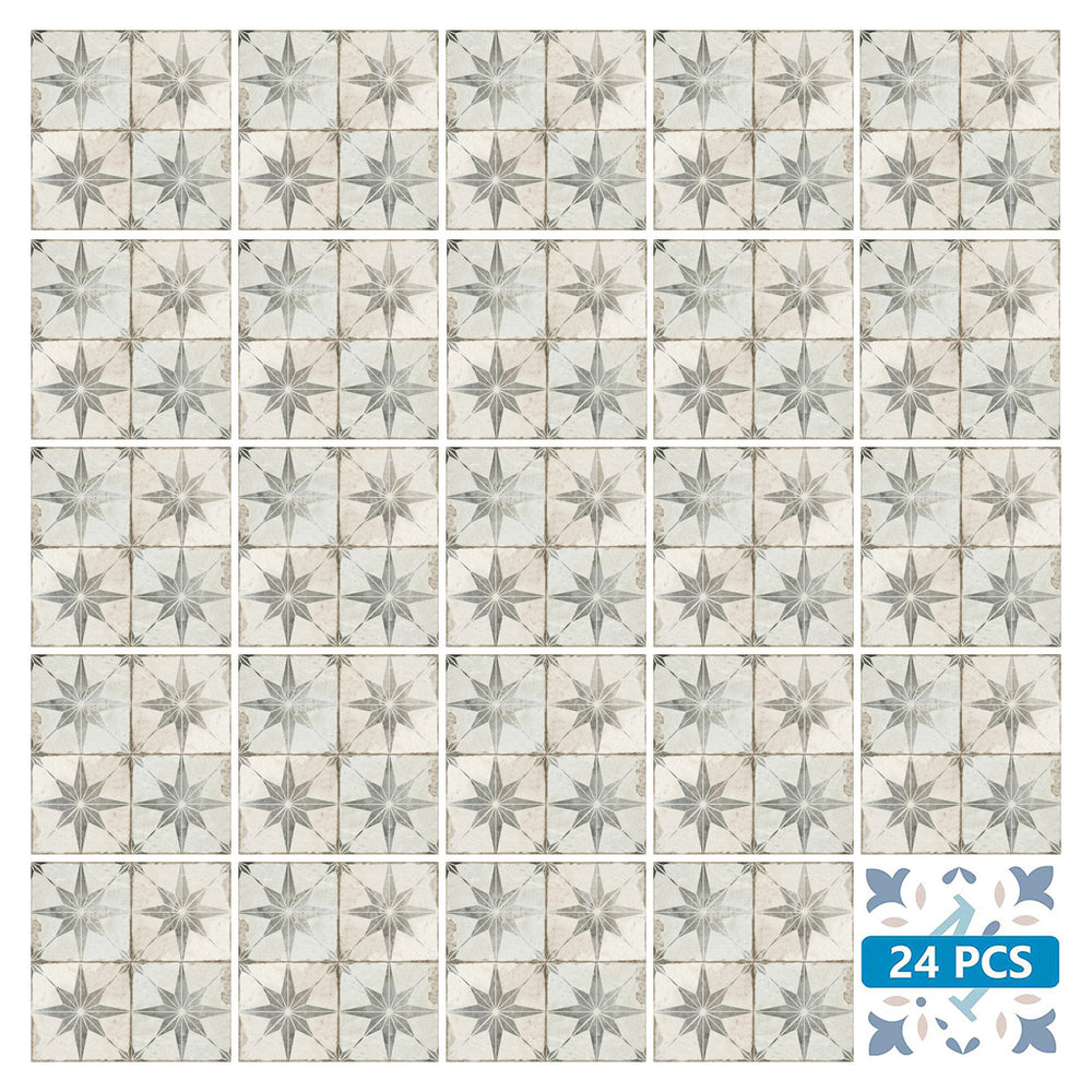 Gray faded star shaped Tiles for vintage home decoration easy to install Model - R7