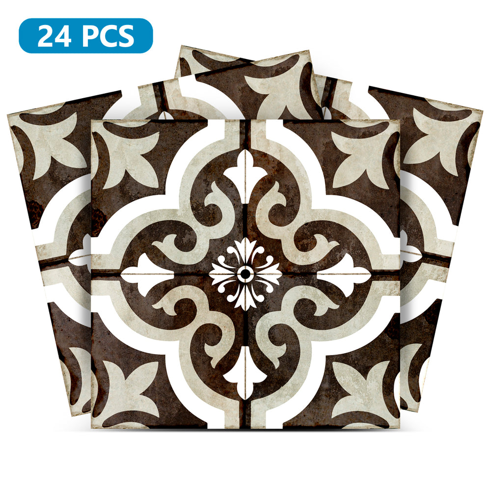 Black And White Pattern Rustic Old Vintage design floor suitable tile stickers Model - R87