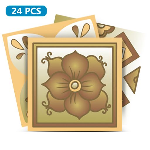 Yellow and Brown Peel and Stick Tile Stickers multiple patterns vivid color Model - M8