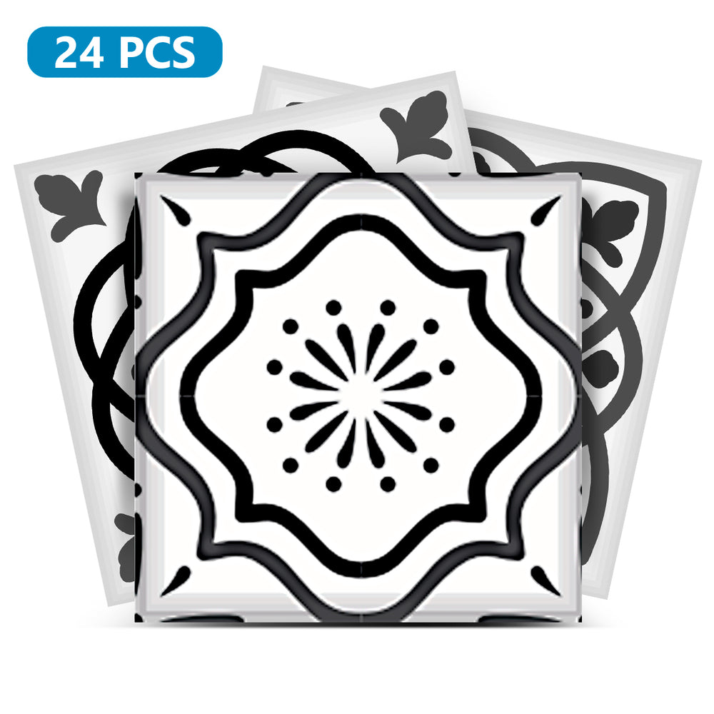 Black and White multiple patterns Tile Stickers for home renovation Model - SB15