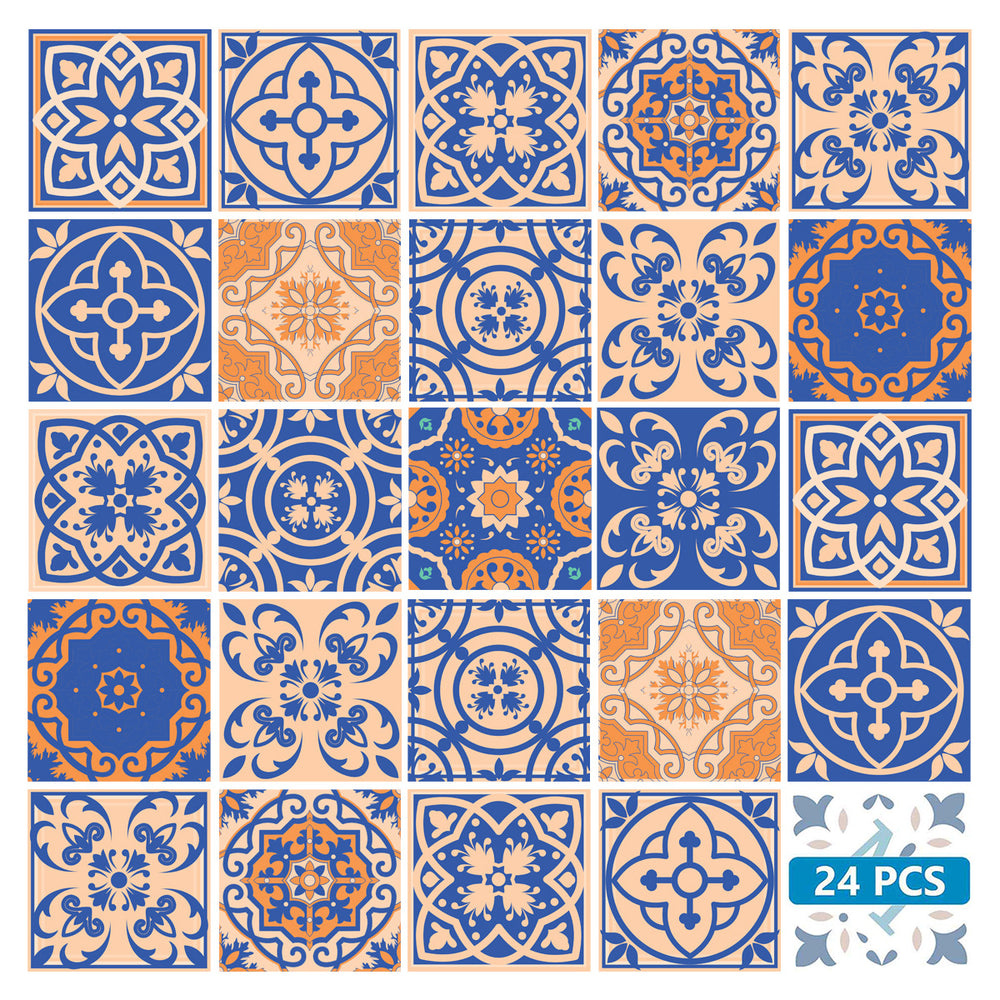 Blue and Orange Beautiful matt Tile Stickers for bathroom renovation Model - SB43