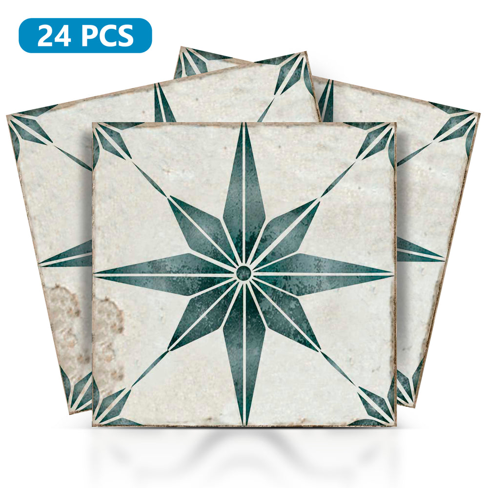 Star shaped Green vintage Tiles for bathroom tiles easy home renovation Model - R13