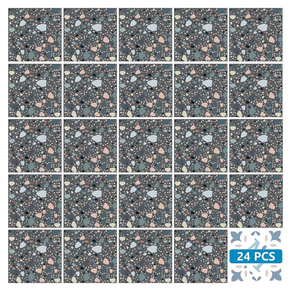 Dark backsplash for Home Décor Terrazzo design Tile Stickers easy to install Model - T2