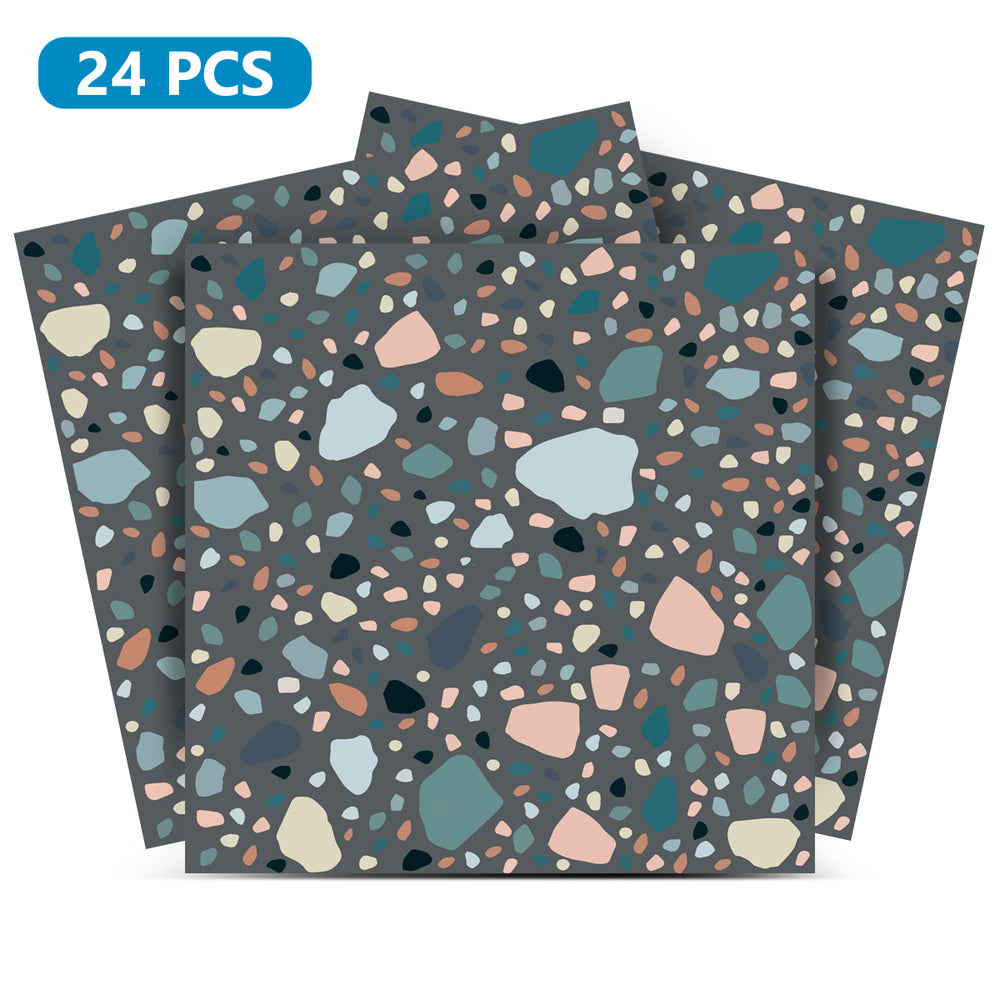 Dark backsplash for Home Décor Terrazzo design Tile Stickers easy to install Model - T2