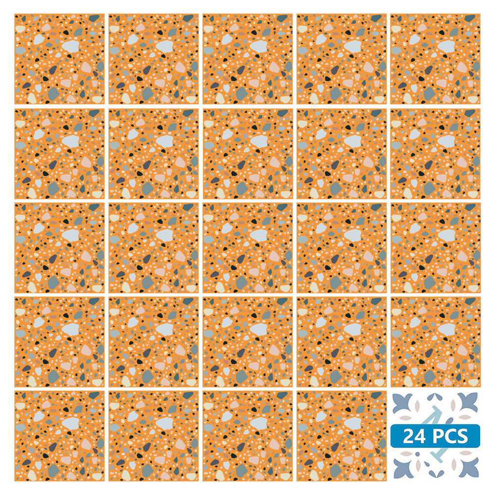 Orange Beautiful Backsplash Terrazzo look tile stickers for kitchen makeover Model - T3