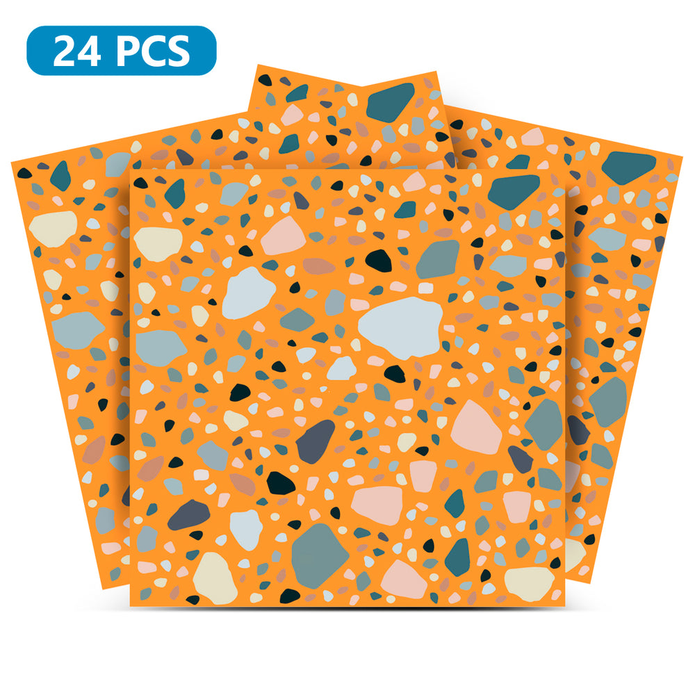 Orange Beautiful Backsplash Terrazzo look tile stickers for kitchen makeover Model - T3