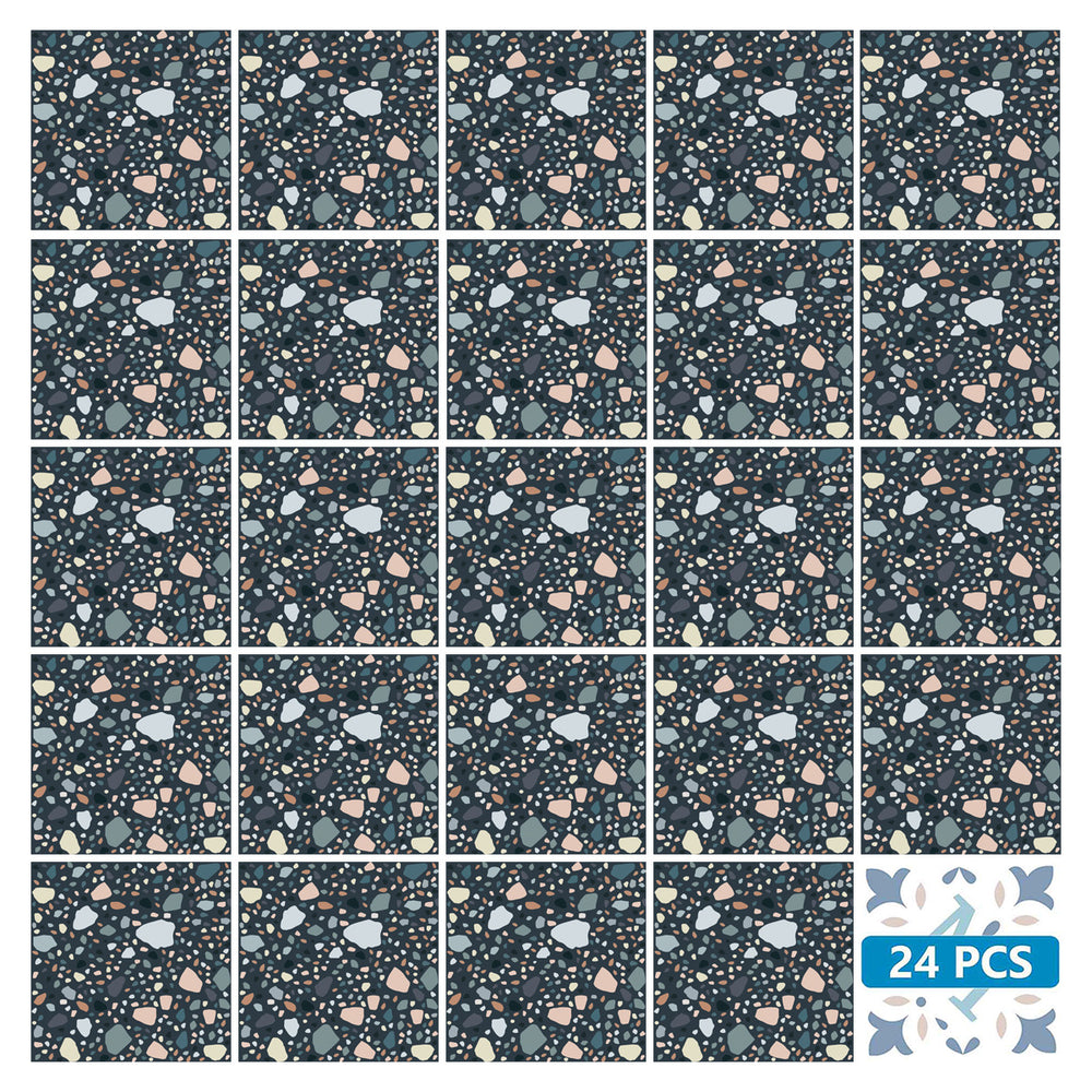Blue Terrazzo design Tile Stickers easy installation for home renovation Model - T4