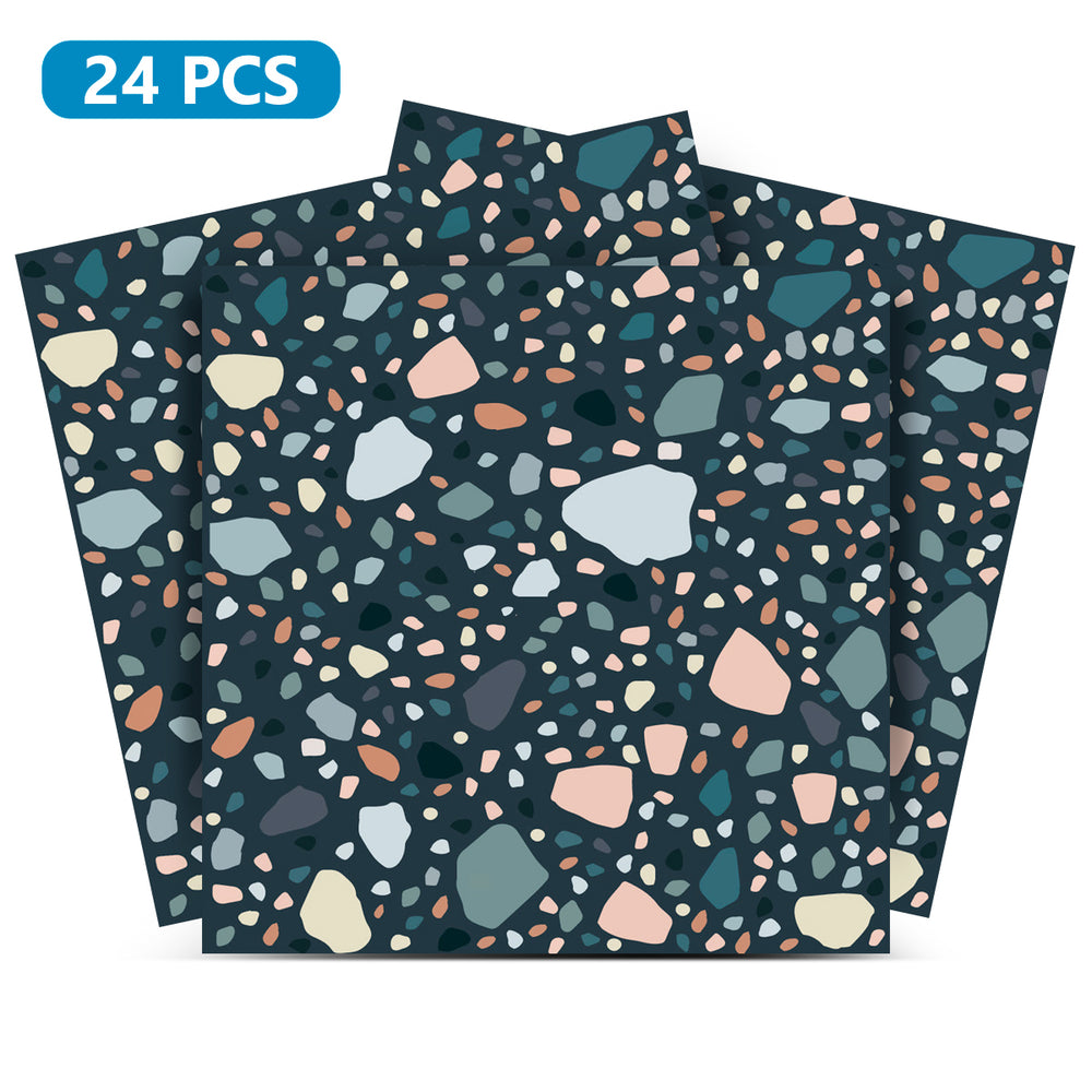 Blue Terrazzo design Tile Stickers easy installation for home renovation Model - T4