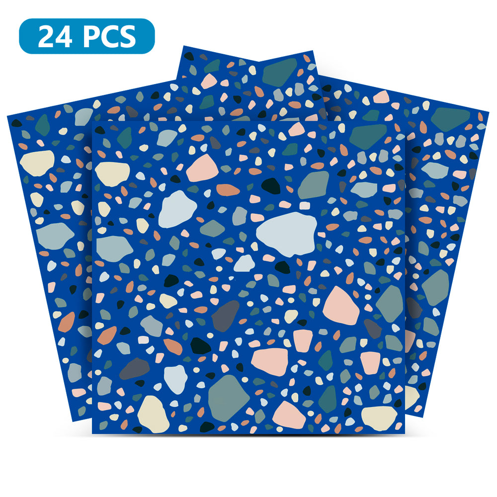 Blue Easy-to-Install Peel and stick kitchen tile stickers Terrazzo design Model - T5