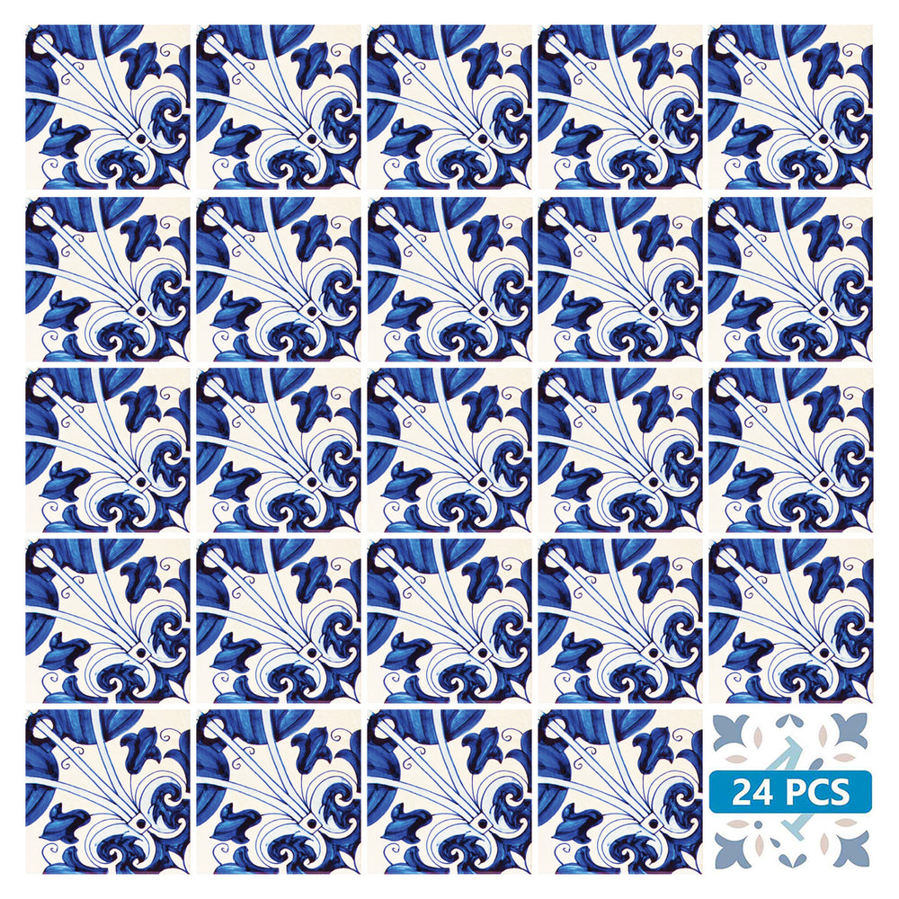 Blue backsplash Vintage Retro design Tile Stickers for bathroom renovation Model - V21