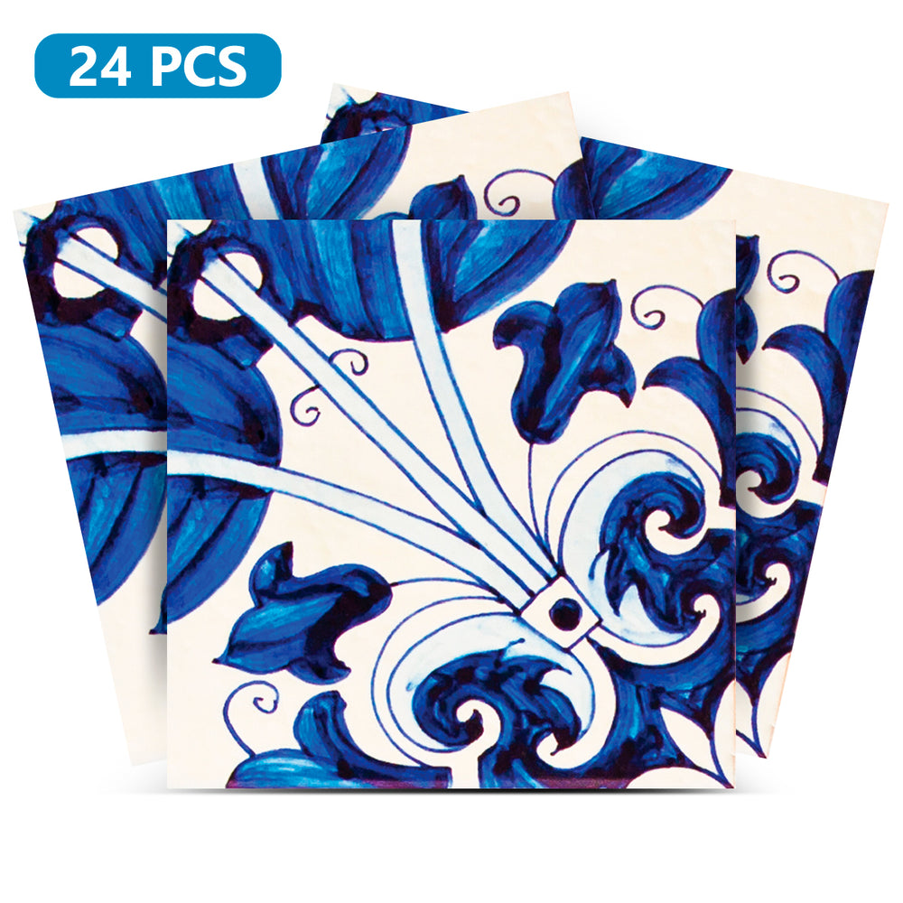 Blue backsplash Vintage Retro design Tile Stickers for bathroom renovation Model - V21