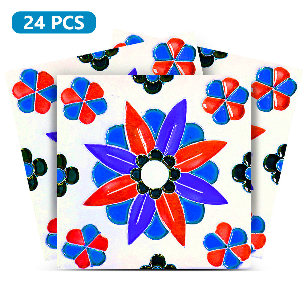 Red and Blue Beautiful Backsplash for DIY quick kitchen upgrade Model - V24