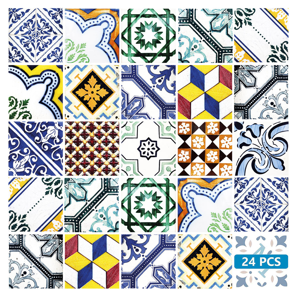 Multicolor Vintage Retro Tile Stickers best flooring for bathroom Model - V2