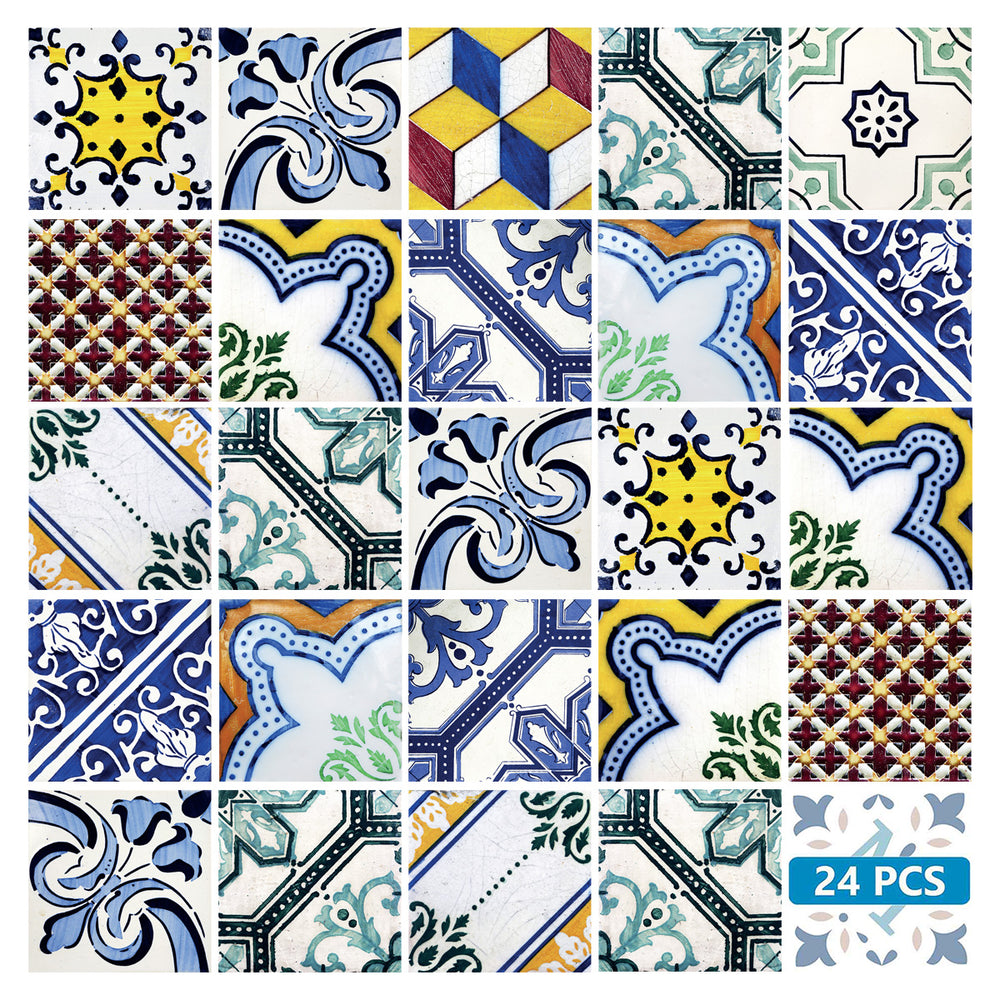 Bathroom Modern tile stickers Vintage multicolor design for home décor Model - V3