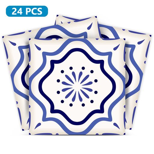Blue and White pattern Tile Stickers for home design easy installation Model - A4