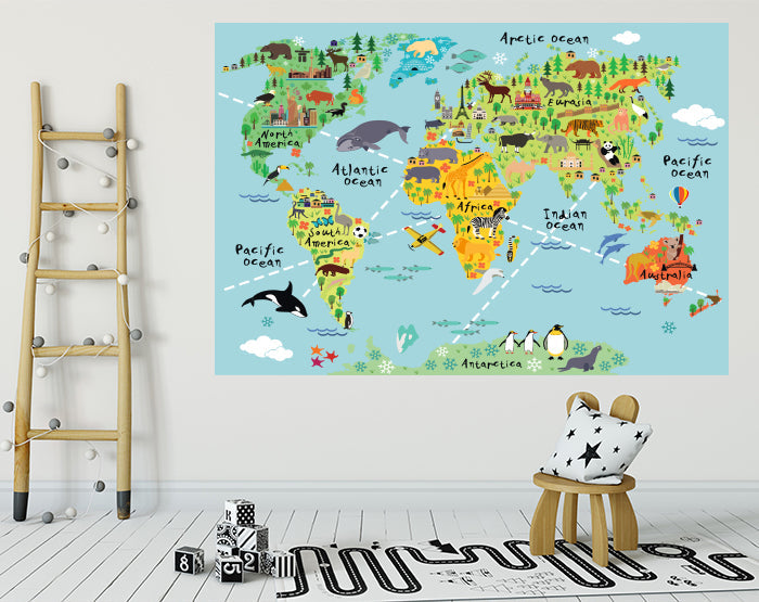 MAP WALL DECALS, KIDS WALL STICKERS, WALL DECOR