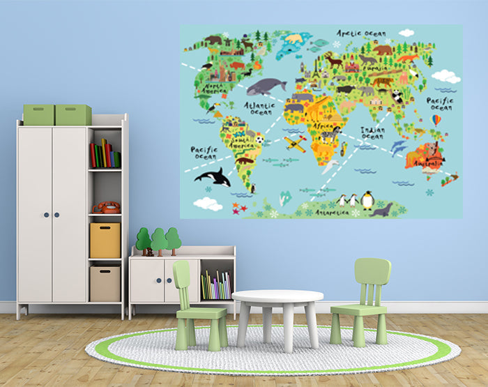MAP WALL DECALS, KIDS WALL STICKERS, WALL DECOR