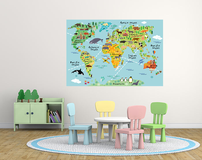 MAP WALL DECALS, KIDS WALL STICKERS, WALL DECOR