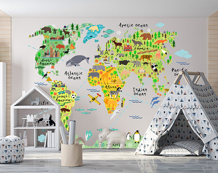 MAP WALL DECALS, KIDS WALL STICKERS, WALL DECOR