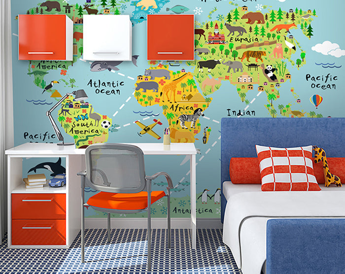 MAP WALL DECALS, KIDS WALL STICKERS, WALL DECOR