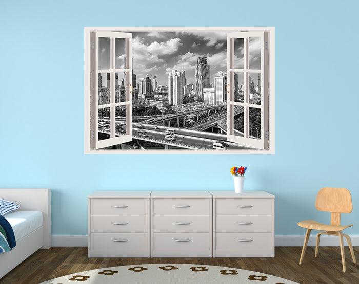 IMPRESSIVE 3D WINDOW WALL DECALS, REMOVABLE WALL STICKERS, WALL DECOR