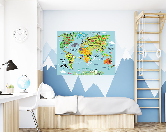 MAP WALL DECALS, KIDS WALL STICKERS, WALL DECOR