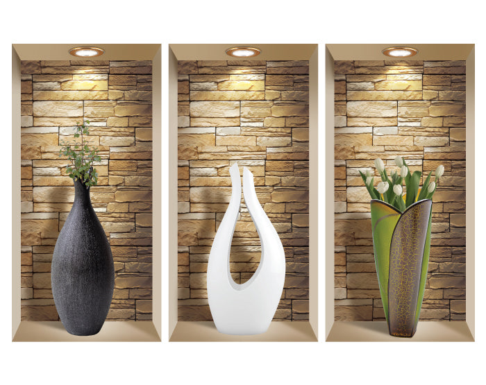 3D Niche Wall Art Decals - Set Of 3 | Easy To Apply, Stunning Decorative Stickers For Home And Office