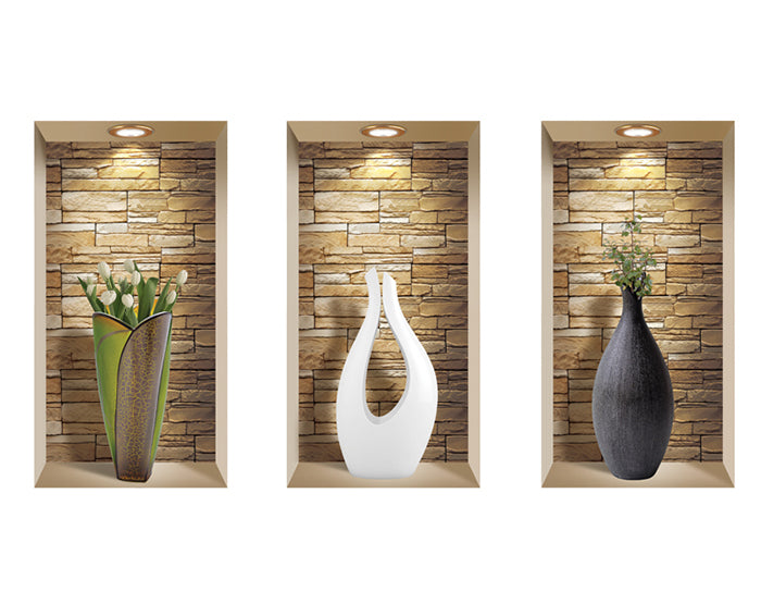 3D Niche Wall Art Decals - Set Of 3 | Easy To Apply, Stunning Decorative Stickers For Home And Office