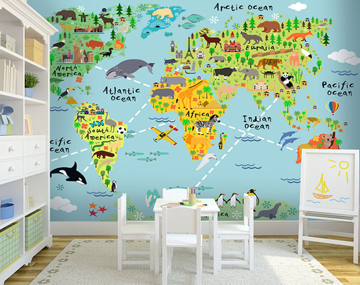 MAP WALL DECALS, KIDS WALL STICKERS, WALL DECOR