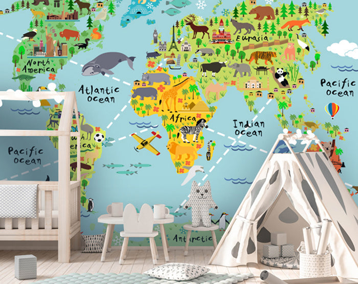 MAP WALL DECALS, KIDS WALL STICKERS, WALL DECOR