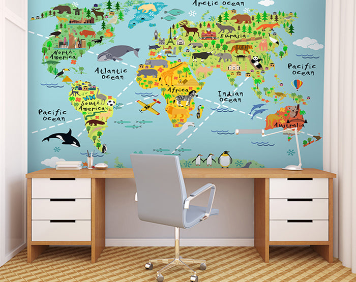 MAP WALL DECALS, KIDS WALL STICKERS, WALL DECOR
