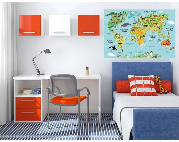 MAP WALL DECALS, KIDS WALL STICKERS, WALL DECOR