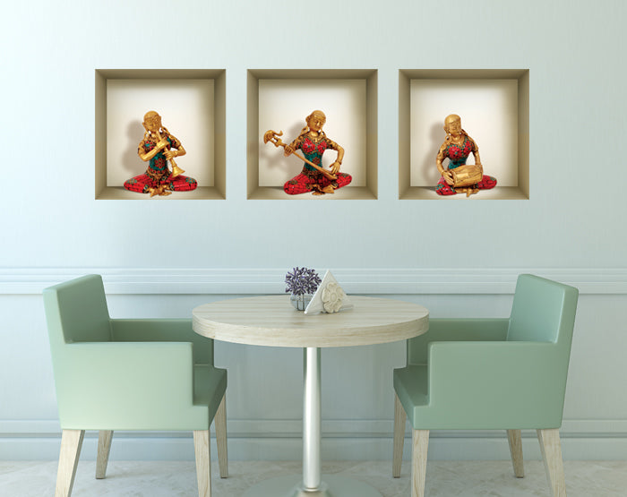 3D Niche Wall Art Decals - Set Of 3 | Easy To Apply, Stunning Decorative Stickers For Home And Office