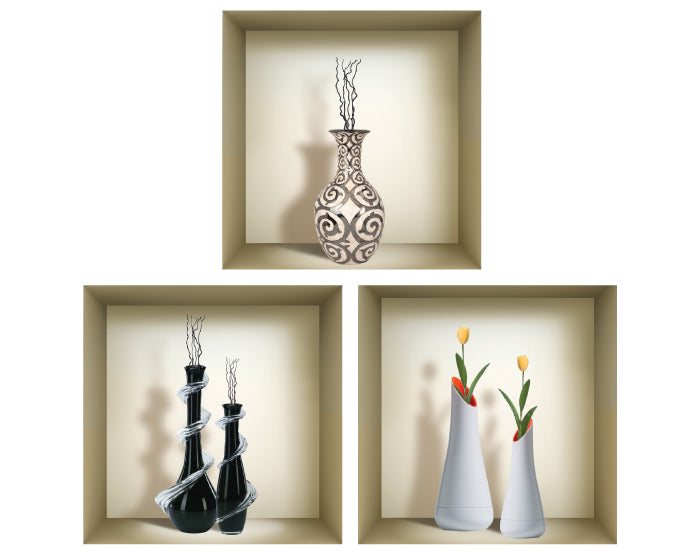 3D Niche Wall Art Decals - Set Of 3 | Easy To Apply, Stunning Decorative Stickers For Home And Office