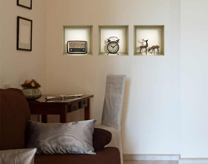 3D Niche Wall Art Decals - Set Of 3 | Easy To Apply, Stunning Decorative Stickers For Home And Office