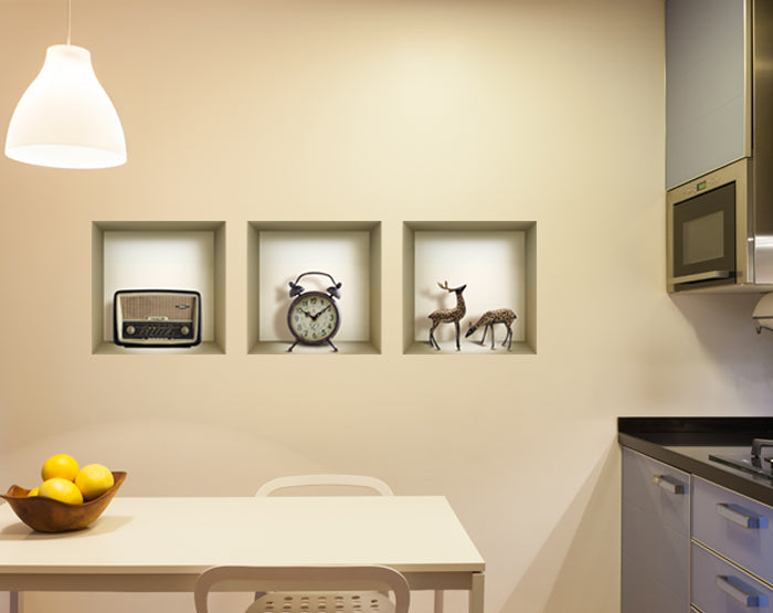 3D Niche Wall Art Decals - Set Of 3 | Easy To Apply, Stunning Decorative Stickers For Home And Office