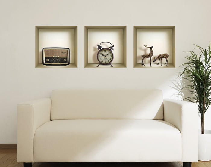 3D Niche Wall Art Decals - Set Of 3 | Easy To Apply, Stunning Decorative Stickers For Home And Office