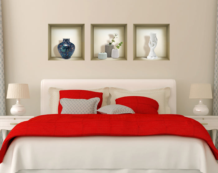 3D Niche Wall Art Decals - Set Of 3 | Easy To Apply, Stunning Decorative Stickers For Home And Office