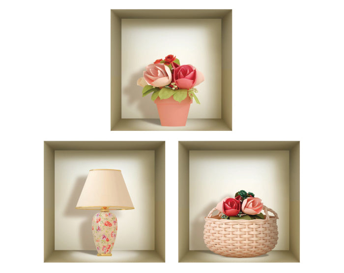 3D Niche Wall Art Decals - Set Of 3 | Easy To Apply, Stunning Decorative Stickers For Home And Office