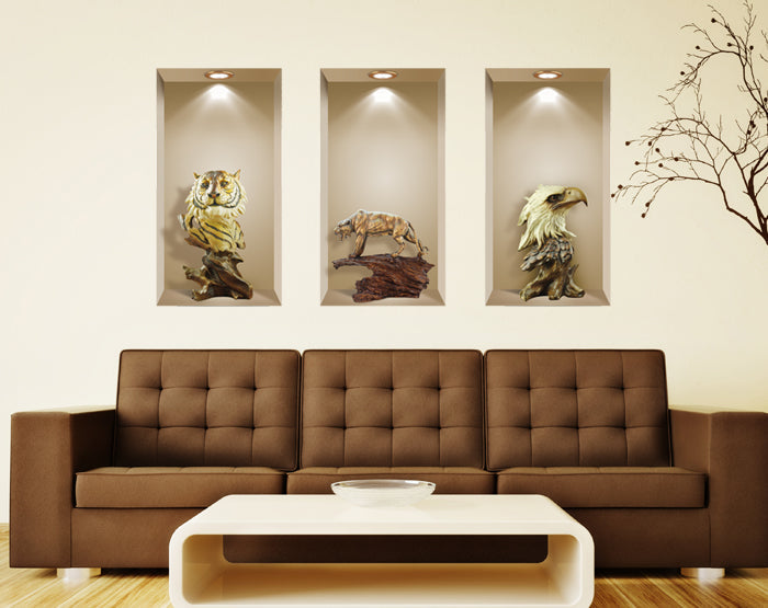 3D Niche Wall Art Decals - Set Of 3 | Easy To Apply, Stunning Decorative Stickers For Home And Office