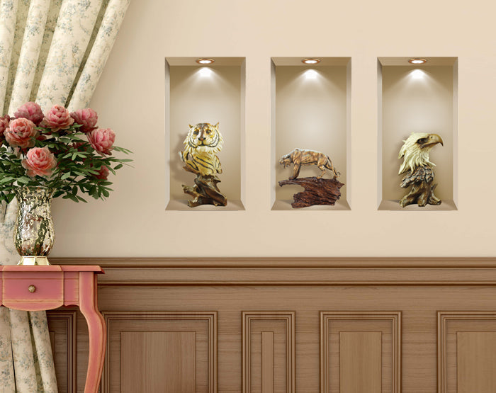 3D Niche Wall Art Decals - Set Of 3 | Easy To Apply, Stunning Decorative Stickers For Home And Office