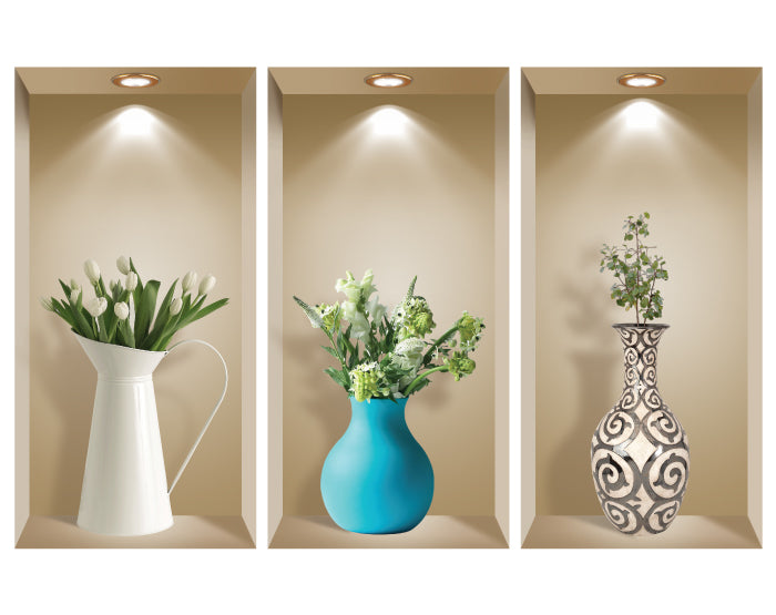 3D Niche Wall Art Decals - Set Of 3 | Easy To Apply, Stunning Decorative Stickers For Home And Office