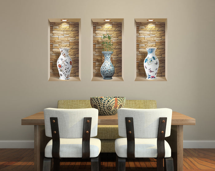 3D Niche Wall Art Decals - Set of 3 | Easy to Apply, Stunning Decorative Stickers for Home and Office