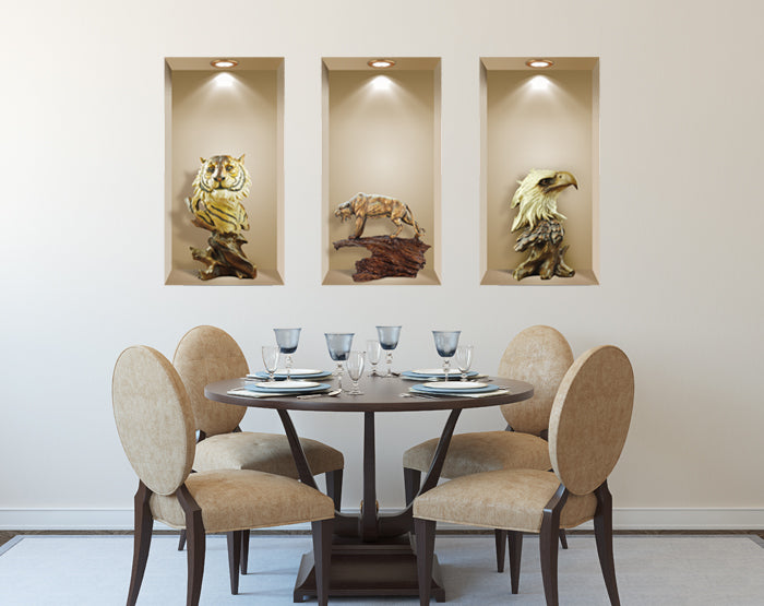 3D Niche Wall Art Decals - Set Of 3 | Easy To Apply, Stunning Decorative Stickers For Home And Office