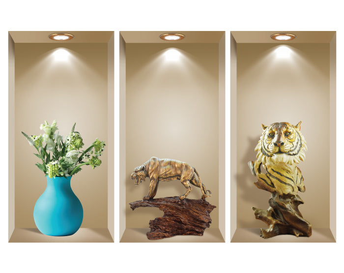 3D Niche Wall Art Decals - Set Of 3 | Easy To Apply, Stunning Decorative Stickers For Home And Office