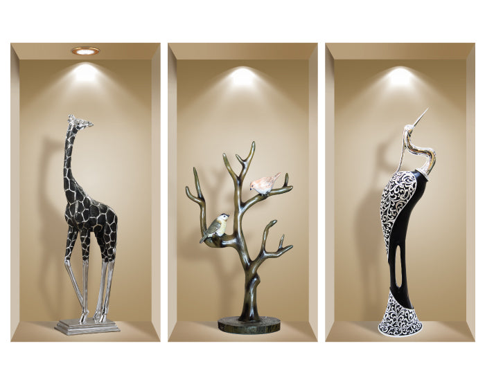 3D Niche Wall Art Decals - Set Of 3 | Easy To Apply, Stunning Decorative Stickers For Home And Office