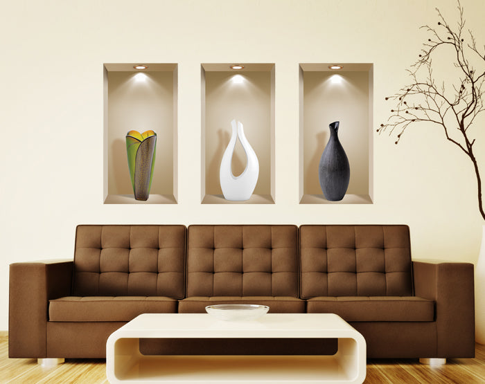 3D Niche Wall Art Decals - Set Of 3 | Easy To Apply, Stunning Decorative Stickers For Home And Office