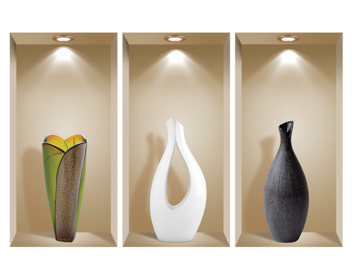 3D Niche Wall Art Decals - Set Of 3 | Easy To Apply, Stunning Decorative Stickers For Home And Office
