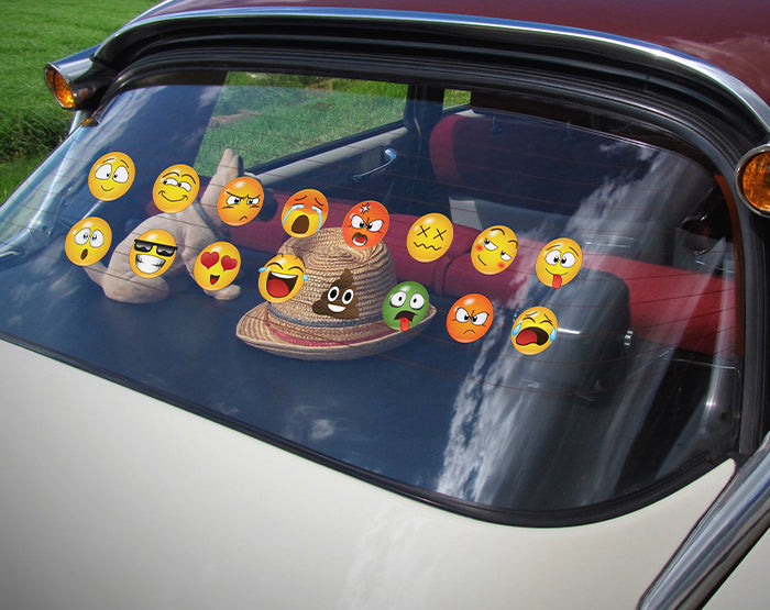 Set of 16 Emoji Faces Wall Decal Car Sticker